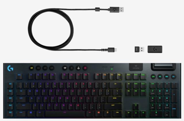 Клавиатура Logitech G915 Wireless Keyboard, GL Clicky Low Profile, Lightspeed Wireless, Lightsync RGB, 5 Marco G-Keys, 3 On-Board Profiles, Game Mode, Media Controls, Carbon