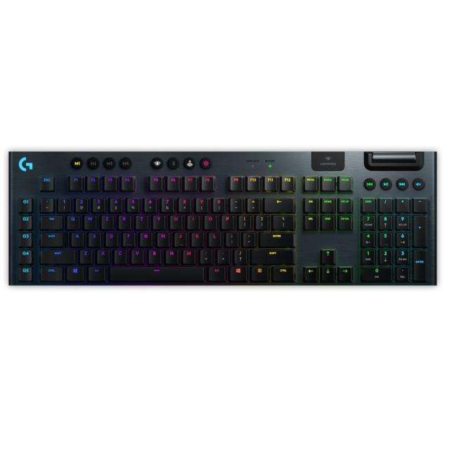 Клавиатура Logitech G915 Wireless Keyboard, GL Clicky Low Profile, Lightspeed Wireless, Lightsync RGB, 5 Marco G-Keys, 3 On-Board Profiles, Game Mode, Media Controls, Carbon