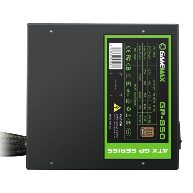 Захранване Gamemax GP-850, 800W, Active PFC, 80 PLUS BRONZE