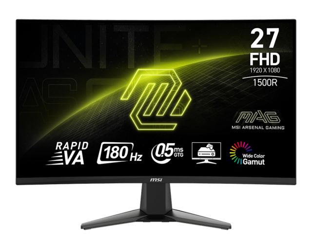 Монитор MSI MAG 27C6F, 27" (68.58cm) Curved VA панел, 180Hz, Full HD, 180Hz, 0.5ms, 250cd/m2, HDMI, DP