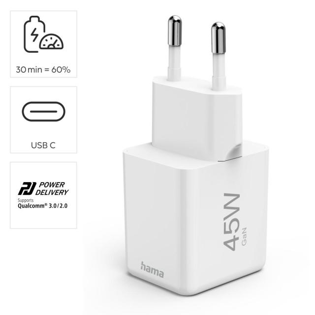 HAMA Бързо супер мини зарядно, USB Type-C, 45W