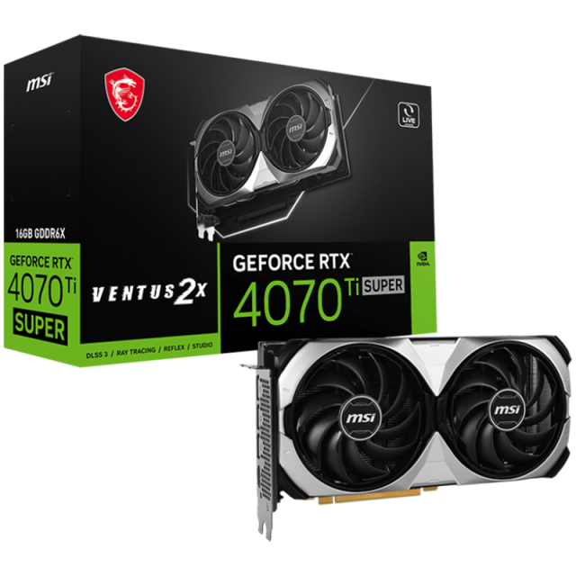 Видео карта MSI RTX4070 Ti SUPER 16G VENTUS 2X, 16GB GDDR6X, 256bitt, HDMI, 3x DP