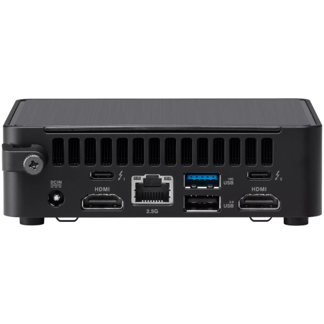 Kомпютър Asus NUC 14 Pro RNUC14RVHI300000I, Intel Core 3 100U 6C (1.2/4.7GHz, 10MB Cache), 2x SO-DIMM DDR5, 2x M.2 NVMe SSD slots, 1x SATA 2.5" slot, 2.5GbE LAN, Wi-Fi 6E, Bluetooth, 2x Thunderbolt 4, EU Cord