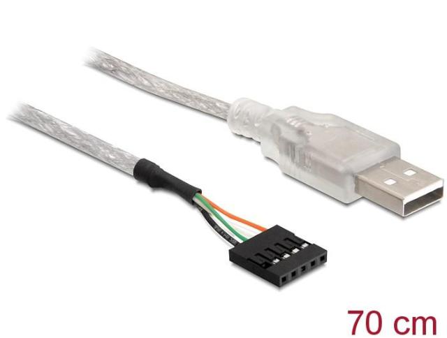 Кабел DeLock USB 2.0-A към Pin header, 70 cm