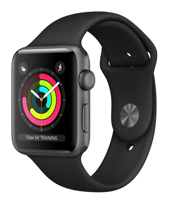 Часовник Apple Watch Series 3 GPS, 38mm Space Grey Aluminium Case with Black Sport Band