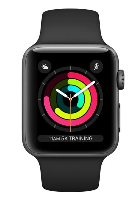 Часовник Apple Watch Series 3 GPS, 38mm Space Grey Aluminium Case with Black Sport Band