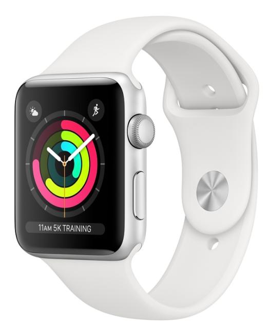 Часовник Apple Watch Series 3 GPS, 42mm Silver Aluminium Case with White Sport Band