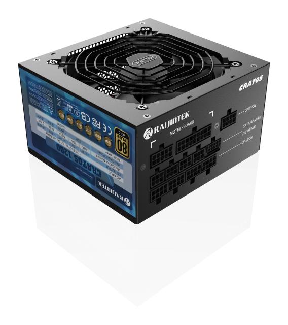 Захранване Raijintek CRATOS 1200 BLACK, 1200W, Active PFC, 80 Plus Platinum, Full Modular