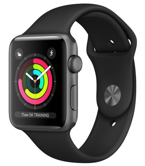 Часовник Apple Watch Series 3 GPS, 42mm Space Grey Aluminium Case with Black Sport Band