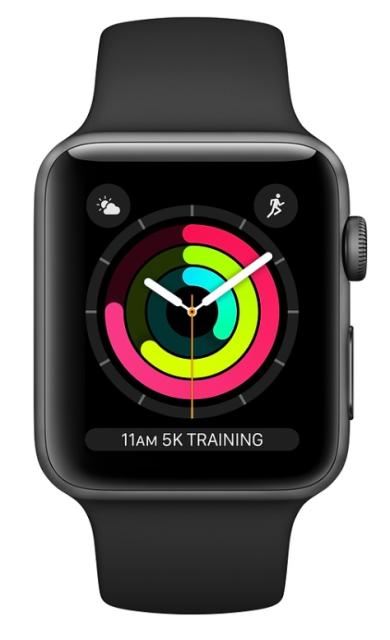 Часовник Apple Watch Series 3 GPS, 42mm Space Grey Aluminium Case with Black Sport Band