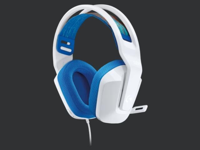 Слушалки Logitech G335 Gaming Headset, PRO-G 40 mm Drivers, DTS Headphone:X 2.0 Surround, Blue Voice Microphone, 240 g, White