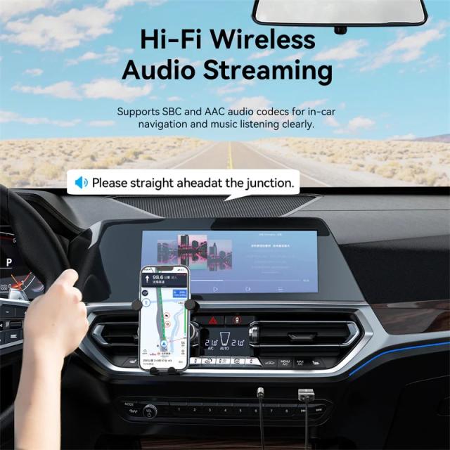 Vention блутут за кола за разговори и музика Car Bluetooth 5.4 audio receiver USB, 3.5mm jack