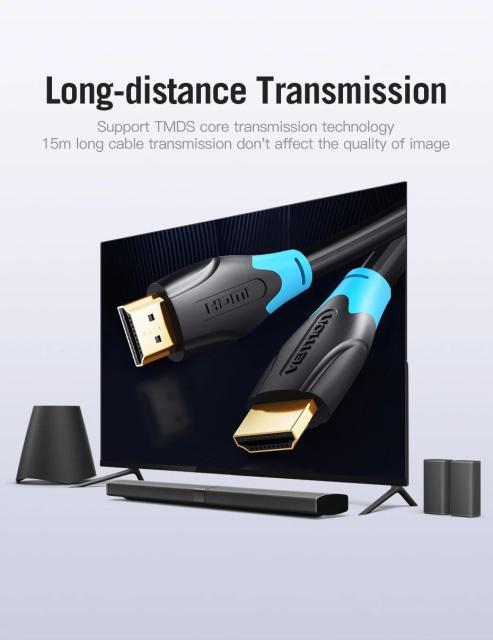 Кабел Vention HDMI (м) към HDMI (м), 4K/60Hz Gold, v2.0, 8 м