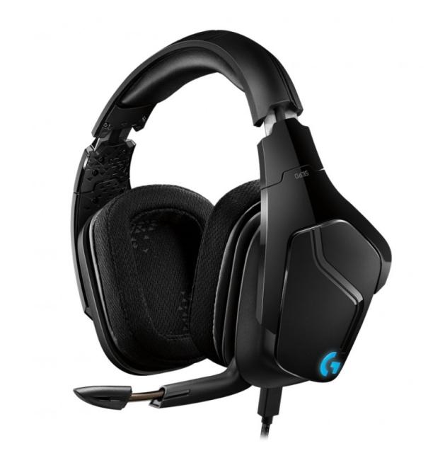 Слушалки Logitech G635 Headset, Lightsync RGB, PRO-G 50 mm Drivers, DTS Headphone:X 2.0 Surround, Mesh Ear Cushions, PC, Nintendo Switch, PS4, Xbox One, Black