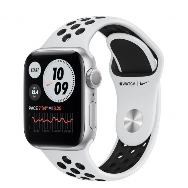 Часовник Apple Watch Nike S6 GPS, 40mm Silver Aluminium Case with Pure Platinum/Black Nike Sport Band - Regular