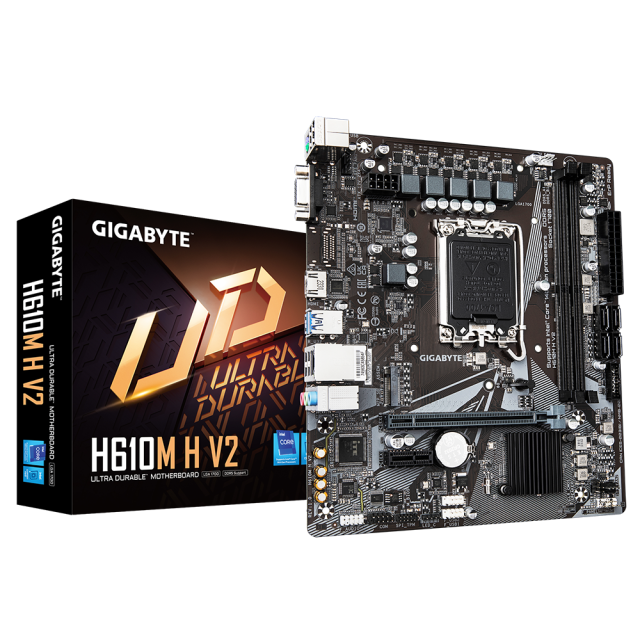 Дънна платка GIGABYTE H610M H V2, LGA1700, 4x DDR5, 1x M.2, 4x SATA 6Gb/s, VGA, HDMI, Micro ATX