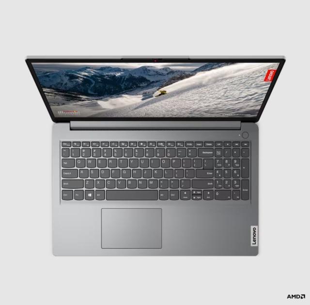 Лаптоп Lenovo IdeaPad 1 15AMN7, AMD Ryzen 3 7320U 4C (2.4/4.1GHz, 4 MB Cache), 15.6" (39.62cm) Full HD, TN Anti-glare, 8GB LPDDR5, 512GB SSD NVMe, Free DOS