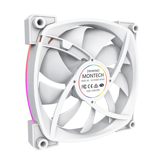 Вентилатор Montech RX140 PWM, REVERSE Fan, 140mm, ARGB, White