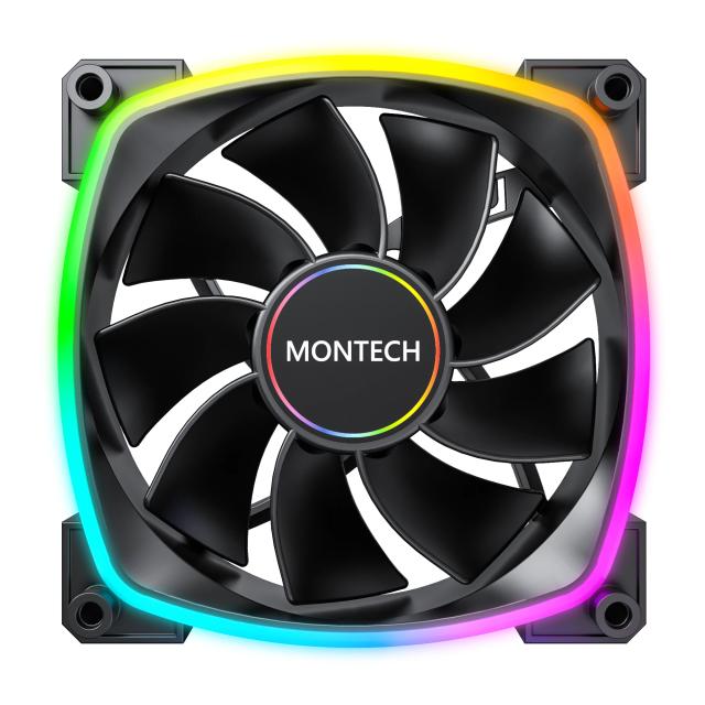 Вентилатор Montech RX140 PWM, REVERSE Fan, 140mm, ARGB, Black