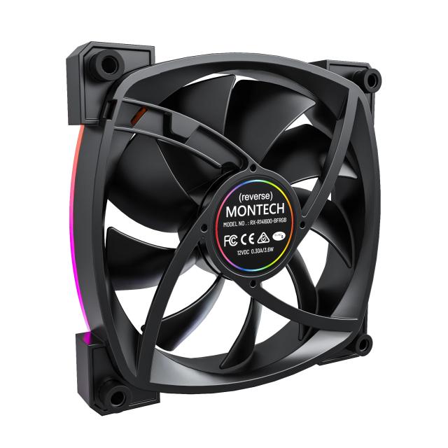 Вентилатор Montech RX140 PWM, REVERSE Fan, 140mm, ARGB, Black