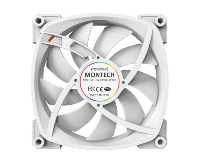 Вентилатор Montech RX120 PWM, REVERSE Fan, 120mm, ARGB, White