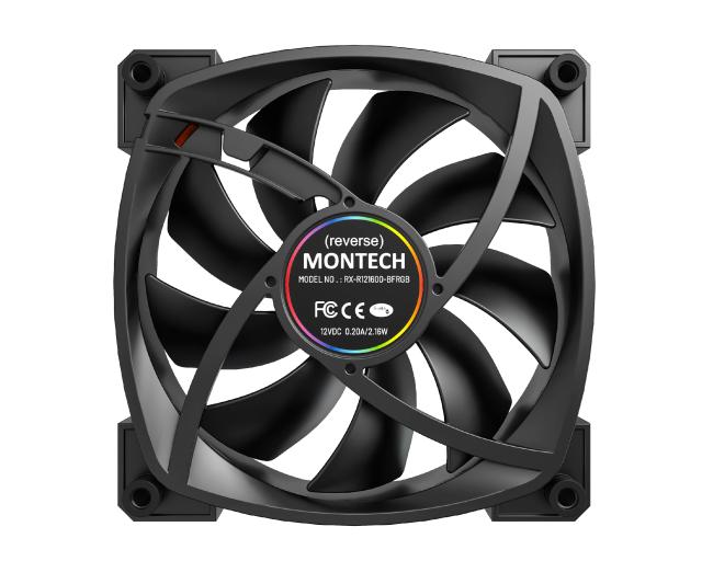 Вентилатор Montech RX120 PWM, REVERSE Fan, 120mm, ARGB, Black