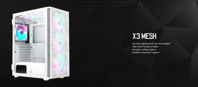 Кутия Montech X3 MESH, Middle Tower, 1 x USB 3.0, 2 x USB 2.0, ATX/mATX/Mini-ITX, White