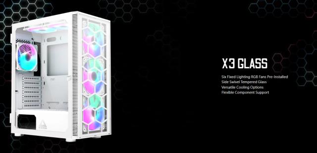 Кутия Montech X3 GLASS, TG, Middle Tower, 2 x USB 3.0, 1 x USB 2.0, ATX/mATX/Mini-ITX, White