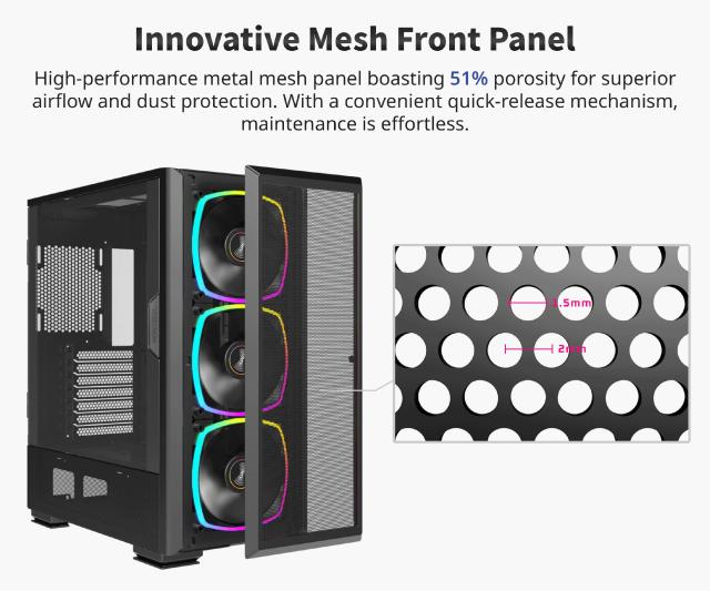 Кутия Montech SKY TWO GX, TG, Middle Tower, 1 x USB 3.2 Gen 2, Type-C 2 x USB 3.0, EATX/ATX/mATX/Mini-ITX, Black