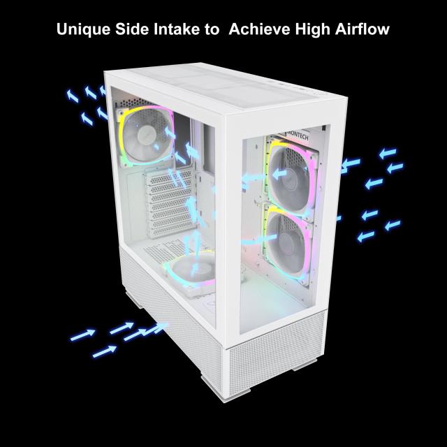 Кутия Montech SKY TWO, TG, Middle Tower, 1 x USB 3.2 Gen 2 Type-C, 2 x USB 3.0, ATX/mATX/Mini-ITX, White