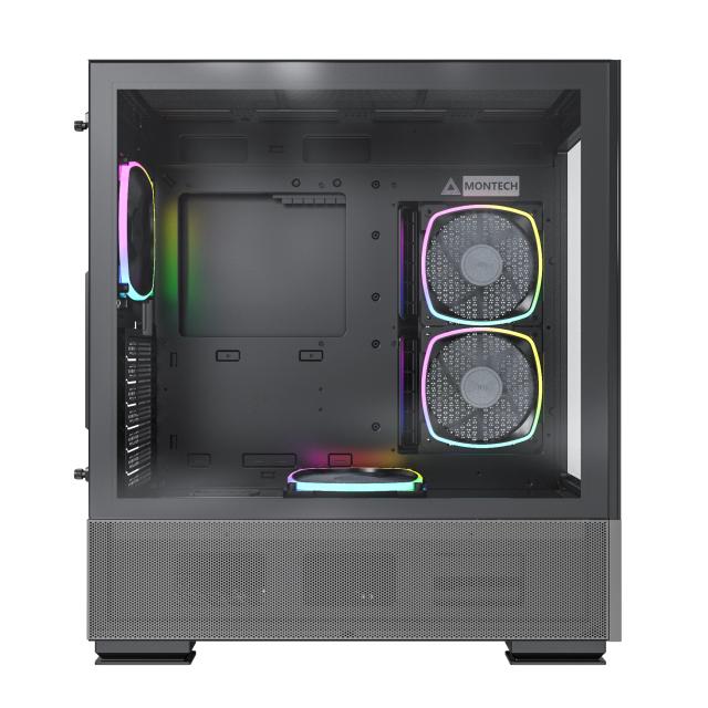 Кутия Montech SKY TWO, TG, Middle Tower, 1 x USB 3.2 Gen 2 Type-C, 2 x USB 3.0, ATX/mATX/Mini-ITX, Black