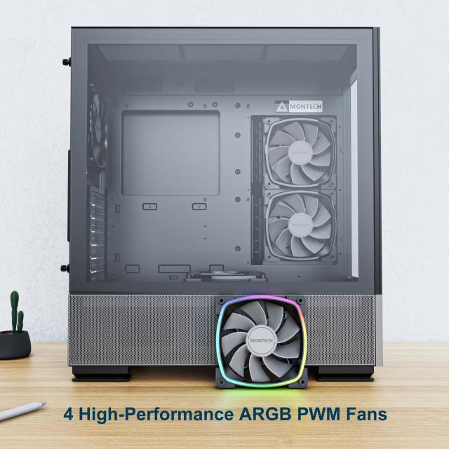 Кутия Montech SKY TWO, TG, Middle Tower, 1 x USB 3.2 Gen 2 Type-C, 2 x USB 3.0, ATX/mATX/Mini-ITX, Black