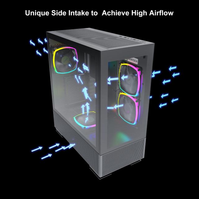 Кутия Montech SKY TWO, TG, Middle Tower, 1 x USB 3.2 Gen 2 Type-C, 2 x USB 3.0, ATX/mATX/Mini-ITX, Black