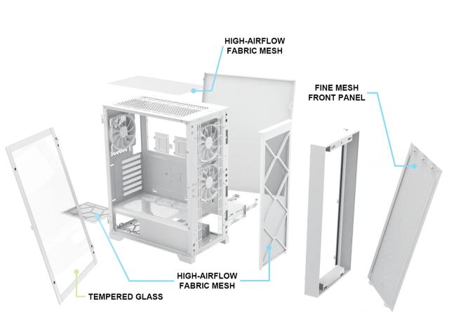 Кутия Montech AIR 100 LITE, TG, Mini Tower, 2 x USB 3.0, 1 x USB 2.0, ATX mATX Mini-ITX, White