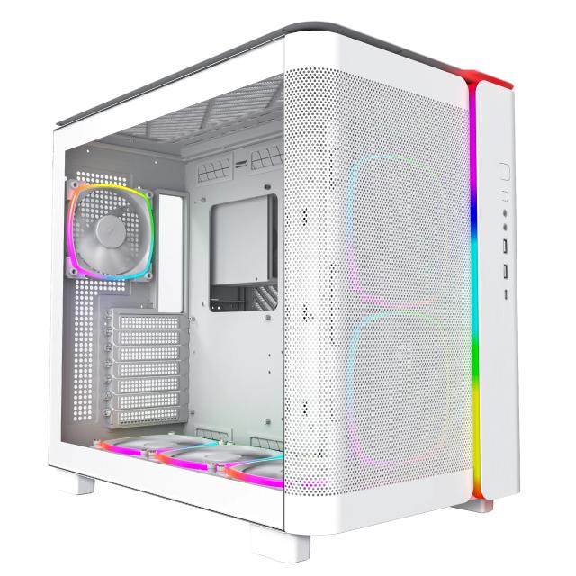 Кутия Montech KING 95 Pro, Dual Chamber Mid-tower Case, 2 x USB 3.0, 1 x USB 3.2 Gen 2 Type-C, ATX, mATX, Mini-ITX, White