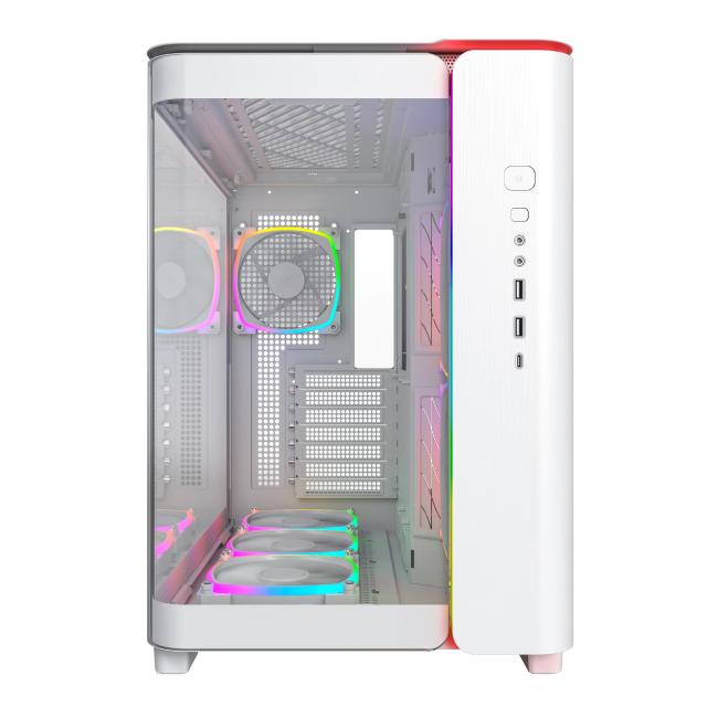 Кутия Montech KING 95 Pro, Dual Chamber Mid-tower Case, 2 x USB 3.0, 1 x USB 3.2 Gen 2 Type-C, ATX, mATX, Mini-ITX, White