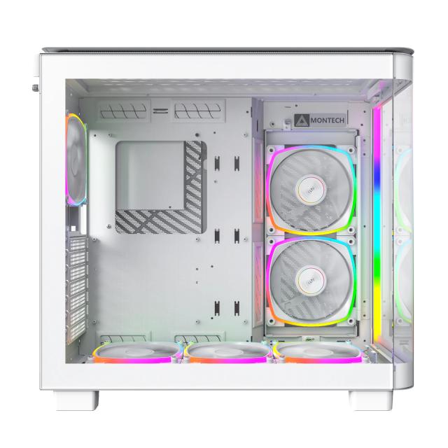 Кутия Montech KING 95 Pro, Dual Chamber Mid-tower Case, 2 x USB 3.0, 1 x USB 3.2 Gen 2 Type-C, ATX, mATX, Mini-ITX, White