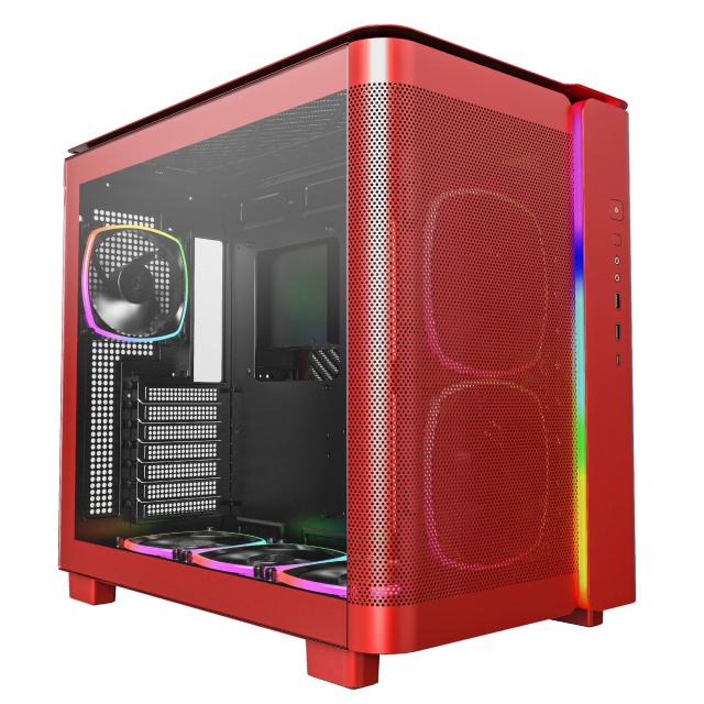 Кутия Montech KING 95 Pro, Dual Chamber Mid-tower Case, 2 x USB 3.0, 1 x USB 3.2 Gen 2 Type-C, ATX, mATX, Mini-ITX, Red