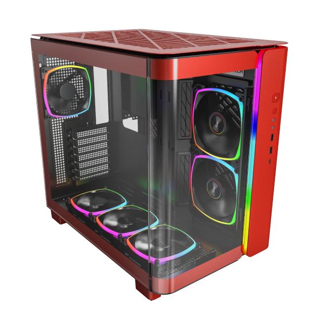 Кутия Montech KING 95 Pro, Dual Chamber Mid-tower Case, 2 x USB 3.0, 1 x USB 3.2 Gen 2 Type-C, ATX, mATX, Mini-ITX, Red