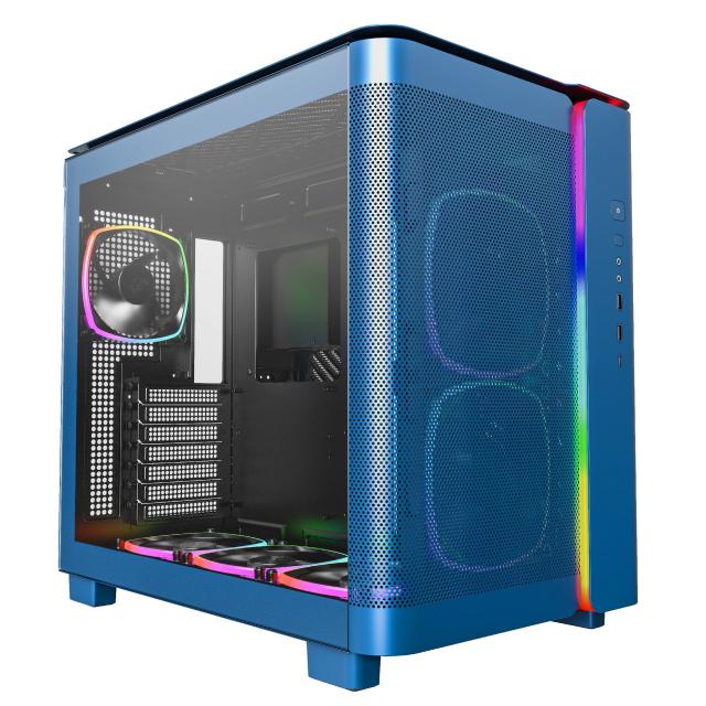 Кутия Montech KING 95 Pro, Dual Chamber Mid-tower Case, 2 x USB 3.0, 1 x USB 3.2 Gen 2 Type-C, ATX, mATX, Mini-ITX, Prussian Blue