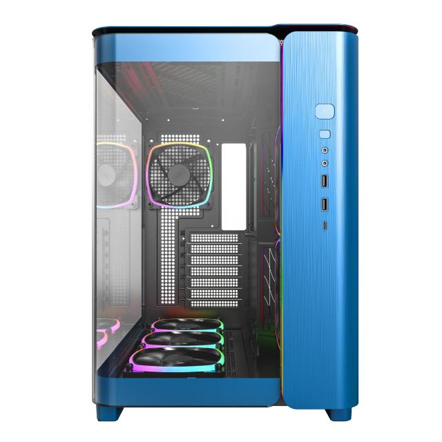 Кутия Montech KING 95 Pro, Dual Chamber Mid-tower Case, 2 x USB 3.0, 1 x USB 3.2 Gen 2 Type-C, ATX, mATX, Mini-ITX, Prussian Blue