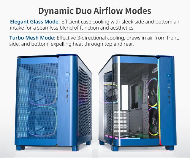 Кутия Montech KING 95 Pro, Dual Chamber Mid-tower Case, 2 x USB 3.0, 1 x USB 3.2 Gen 2 Type-C, ATX, mATX, Mini-ITX, Prussian Blue