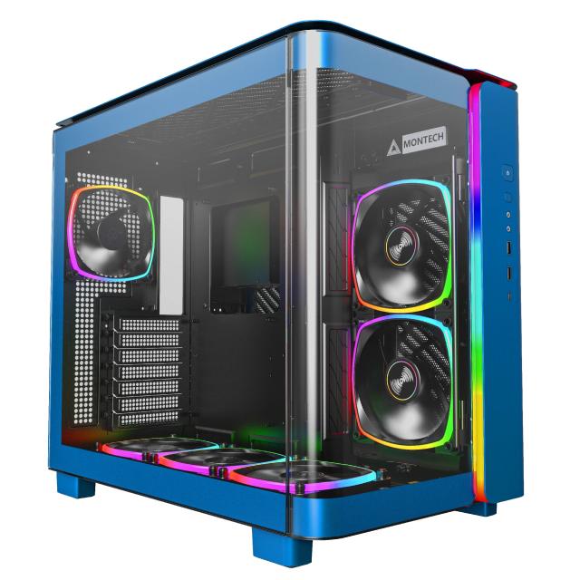 Кутия Montech KING 95 Pro, Dual Chamber Mid-tower Case, 2 x USB 3.0, 1 x USB 3.2 Gen 2 Type-C, ATX, mATX, Mini-ITX, Prussian Blue