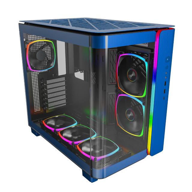 Кутия Montech KING 95 Pro, Dual Chamber Mid-tower Case, 2 x USB 3.0, 1 x USB 3.2 Gen 2 Type-C, ATX, mATX, Mini-ITX, Prussian Blue