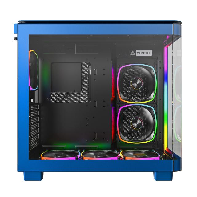 Кутия Montech KING 95 Pro, Dual Chamber Mid-tower Case, 2 x USB 3.0, 1 x USB 3.2 Gen 2 Type-C, ATX, mATX, Mini-ITX, Prussian Blue