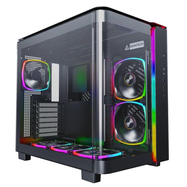 Кутия Montech KING 95 Pro, Dual Chamber Mid-tower Case, 2 x USB 3.0, 1 x USB 3.2 Gen 2 Type-C, ATX, mATX, Mini-ITX, Black