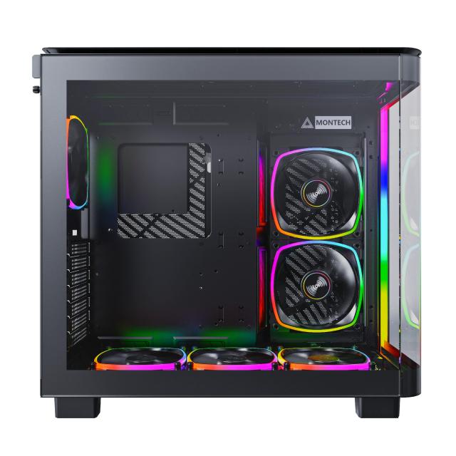 Кутия Montech KING 95 Pro, Dual Chamber Mid-tower Case, 2 x USB 3.0, 1 x USB 3.2 Gen 2 Type-C, ATX, mATX, Mini-ITX, Black