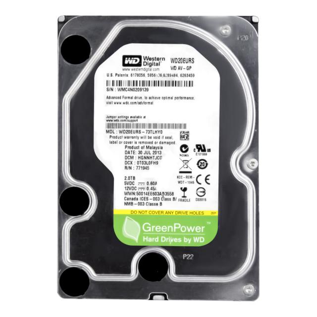 Твърд диск Western Digital Caviar Green, 2TB SATAII, 7200rpm max, 64MB