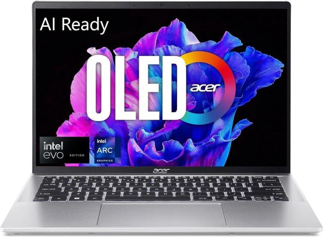 Лаптоп Acer Swift Go 14 SFG14-73-52NK, Intel Core Ultra 5 125U 12C (1.3/4.3GHz, 12MB), 14" (35.56cm) WQXGA+ OLED Glare Display, 16GB LPDDR5X, 512GB SSD NVMe, 2x Thunderbolt 4, Free DOS