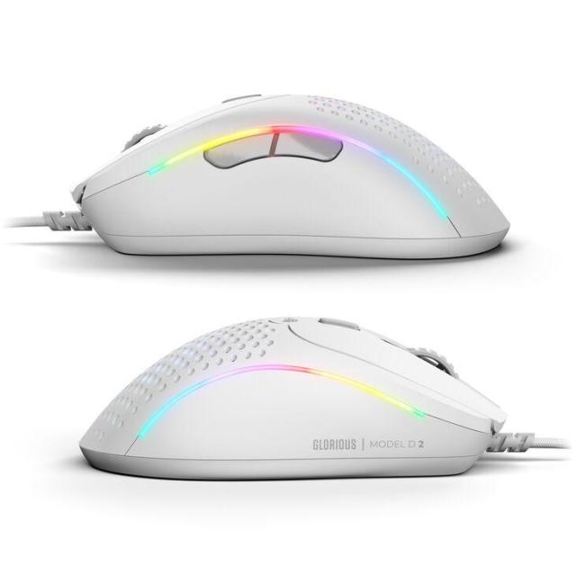 Геймърска мишка Glorious Model D 2, оптична 26 000 DPI, USB, Matte White